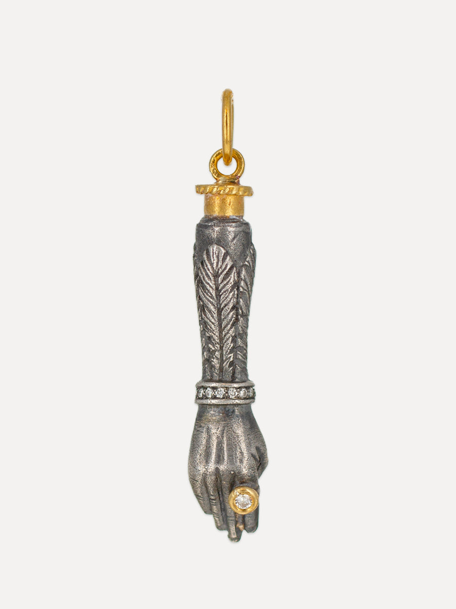 24K Gold & Silver Diamond Figa Charm