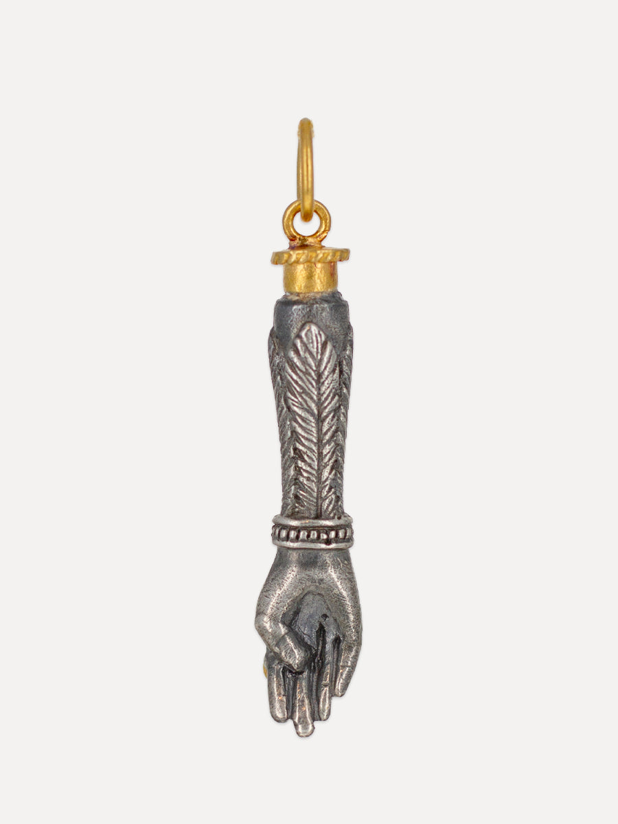24K Gold & Silver Diamond Figa Charm
