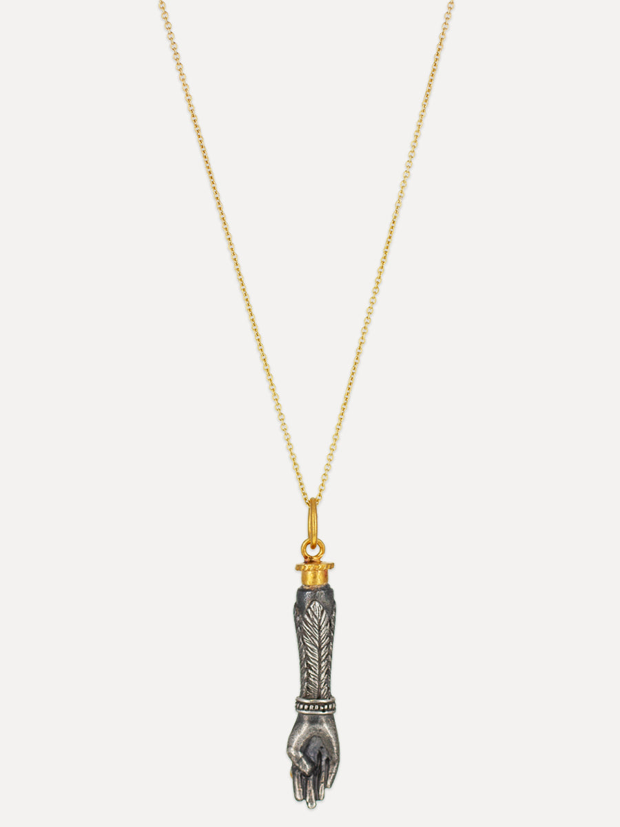 24K Gold & Silver Diamond Figa Charm