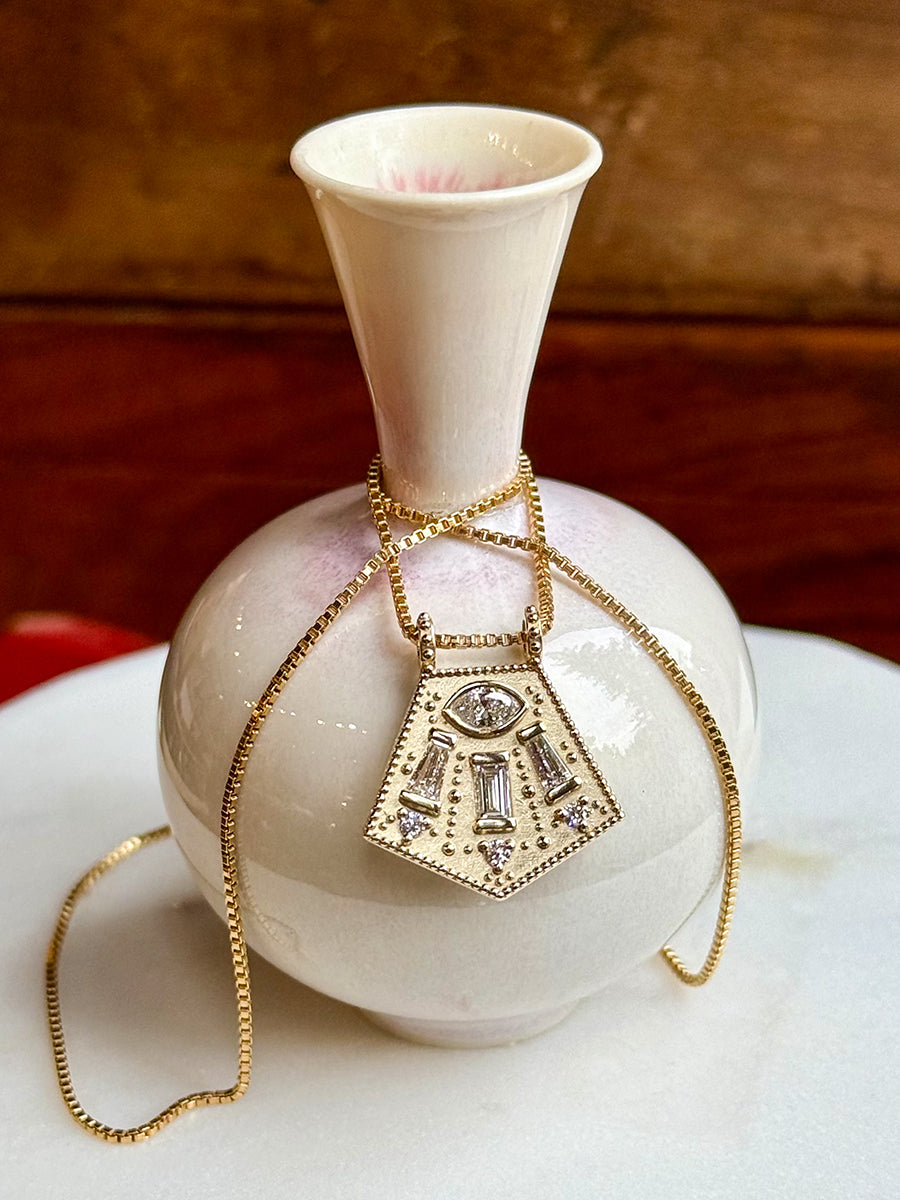 10K Cairo Diamond Shield Necklace