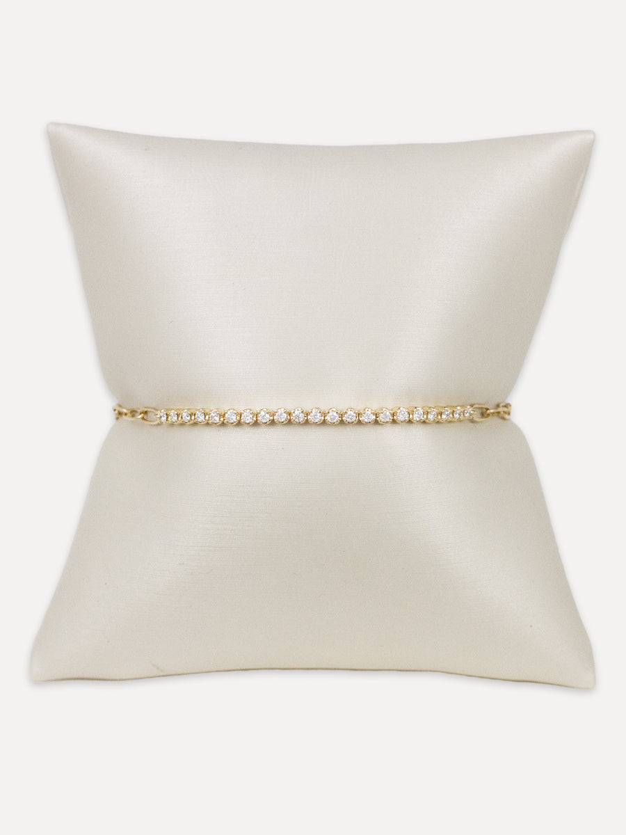 14K Diamond Bezel Elongated Chain Bracelet