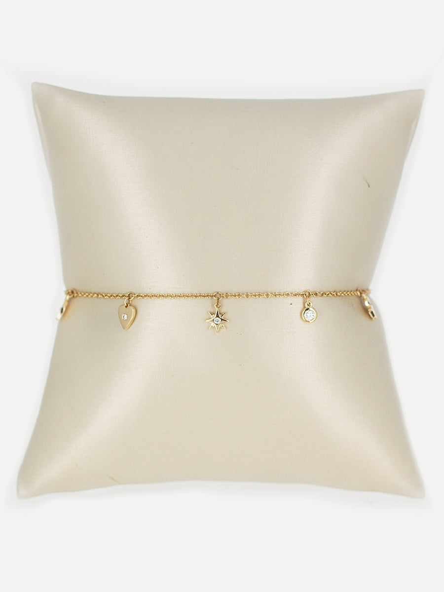 14K Diamond Constellation Charm Bracelet