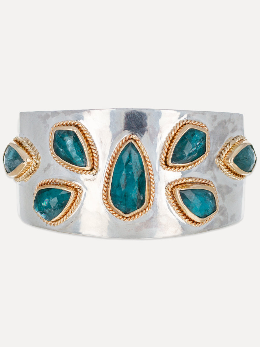 14K Gold & Silver Blue Flame Cuff