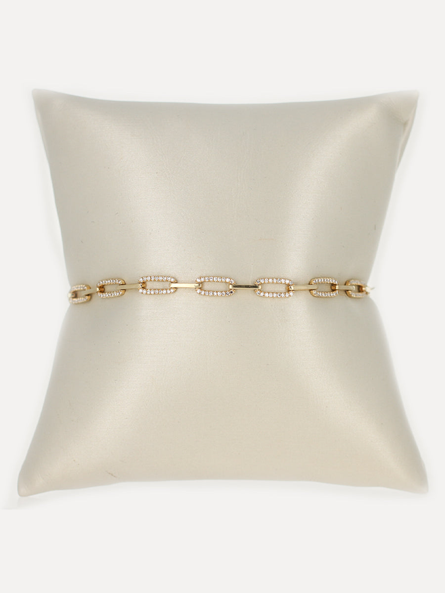 14K Diamond Elongated Chain Link Bracelet