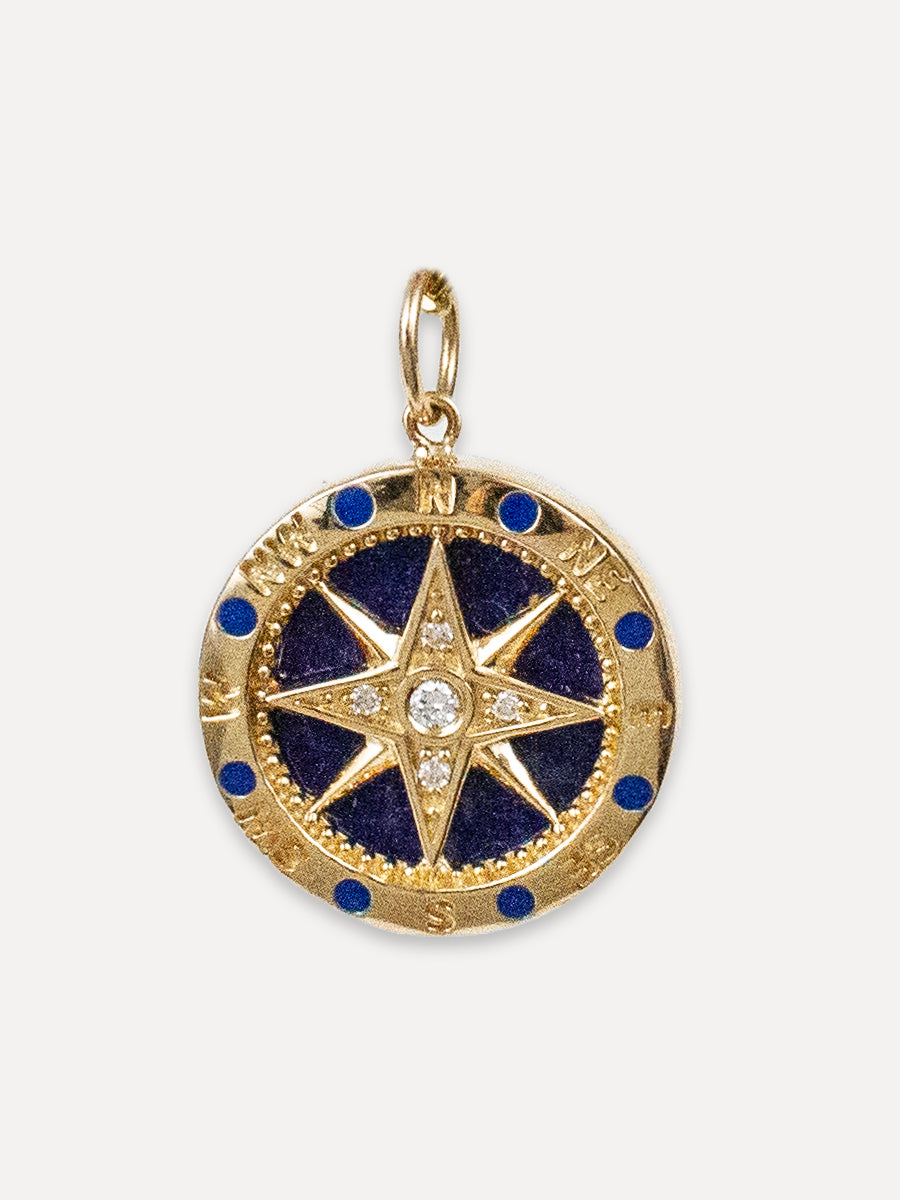 14K Lapis Compass Charm