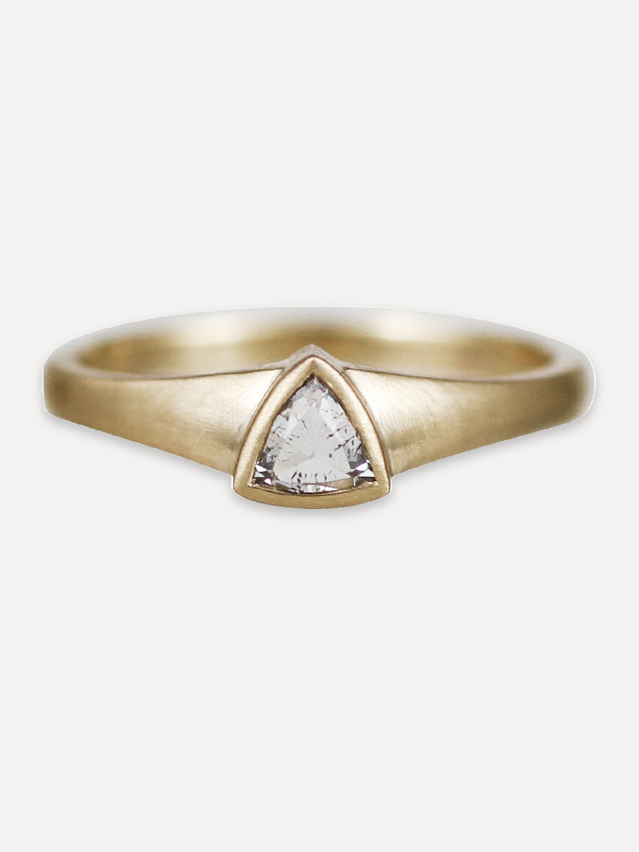 14K Diamond Trillium Signet Ring