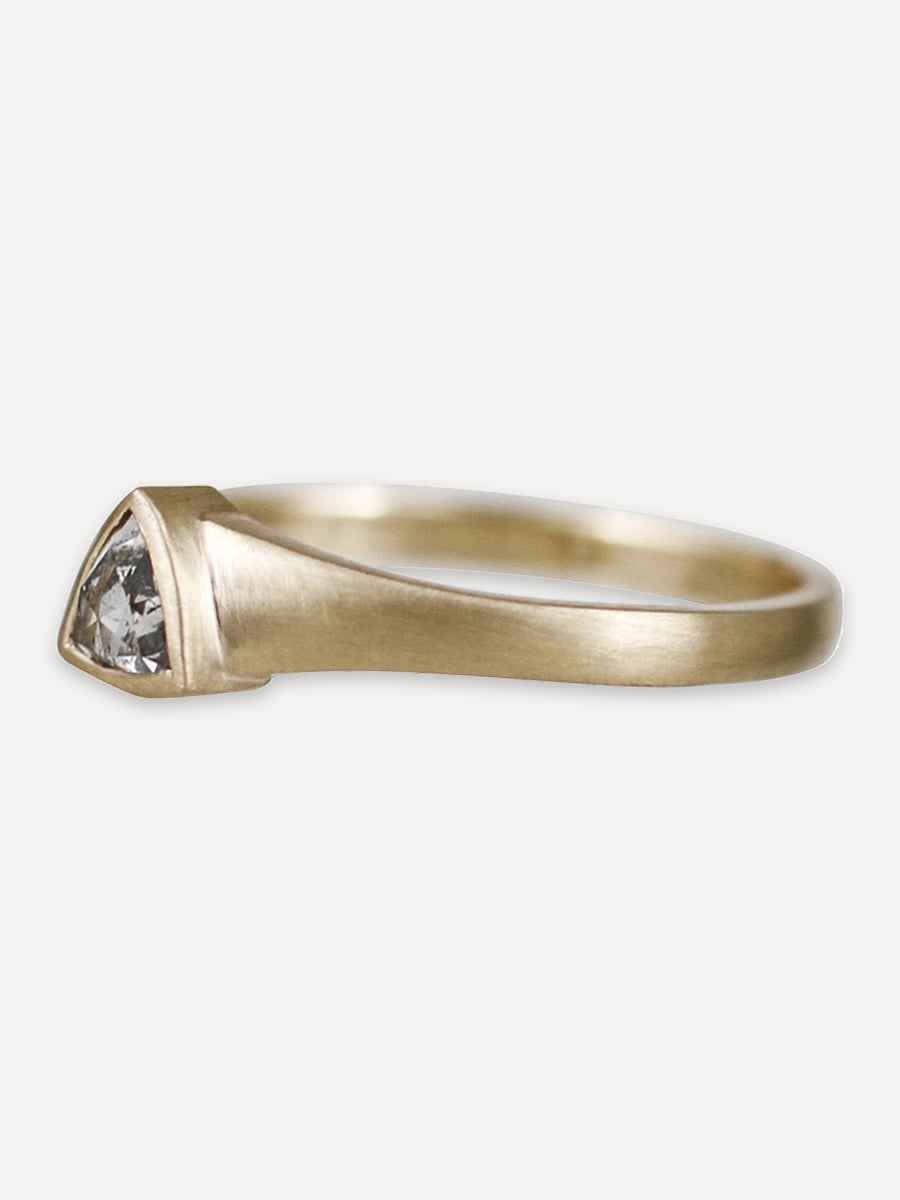 14K Diamond Trillium Signet Ring