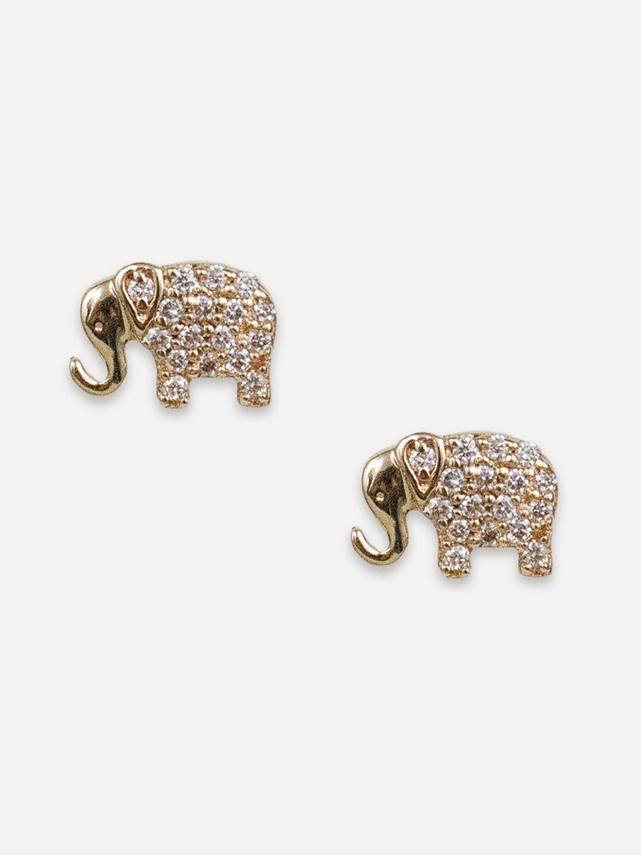 14K Diamond Elephant Studs