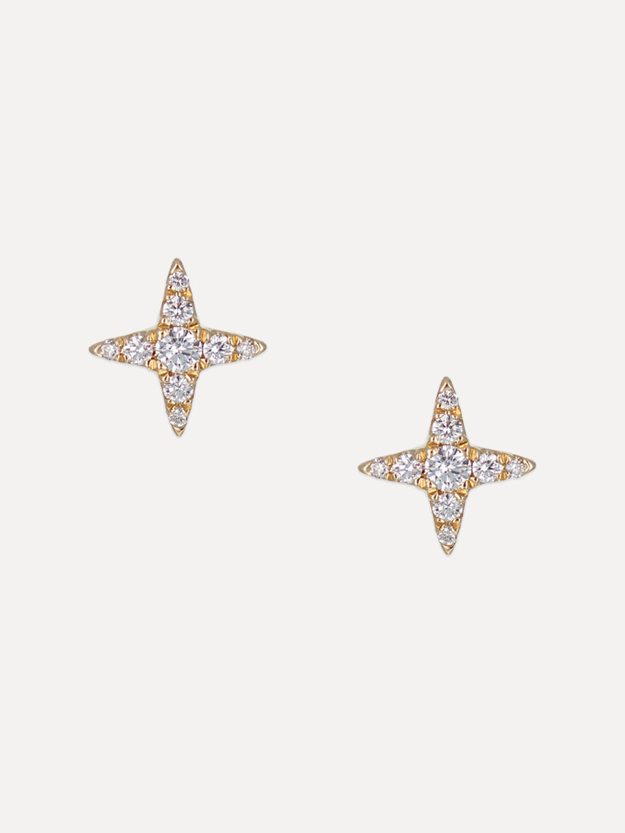14k Pavé Diamond Star Stud Earrings