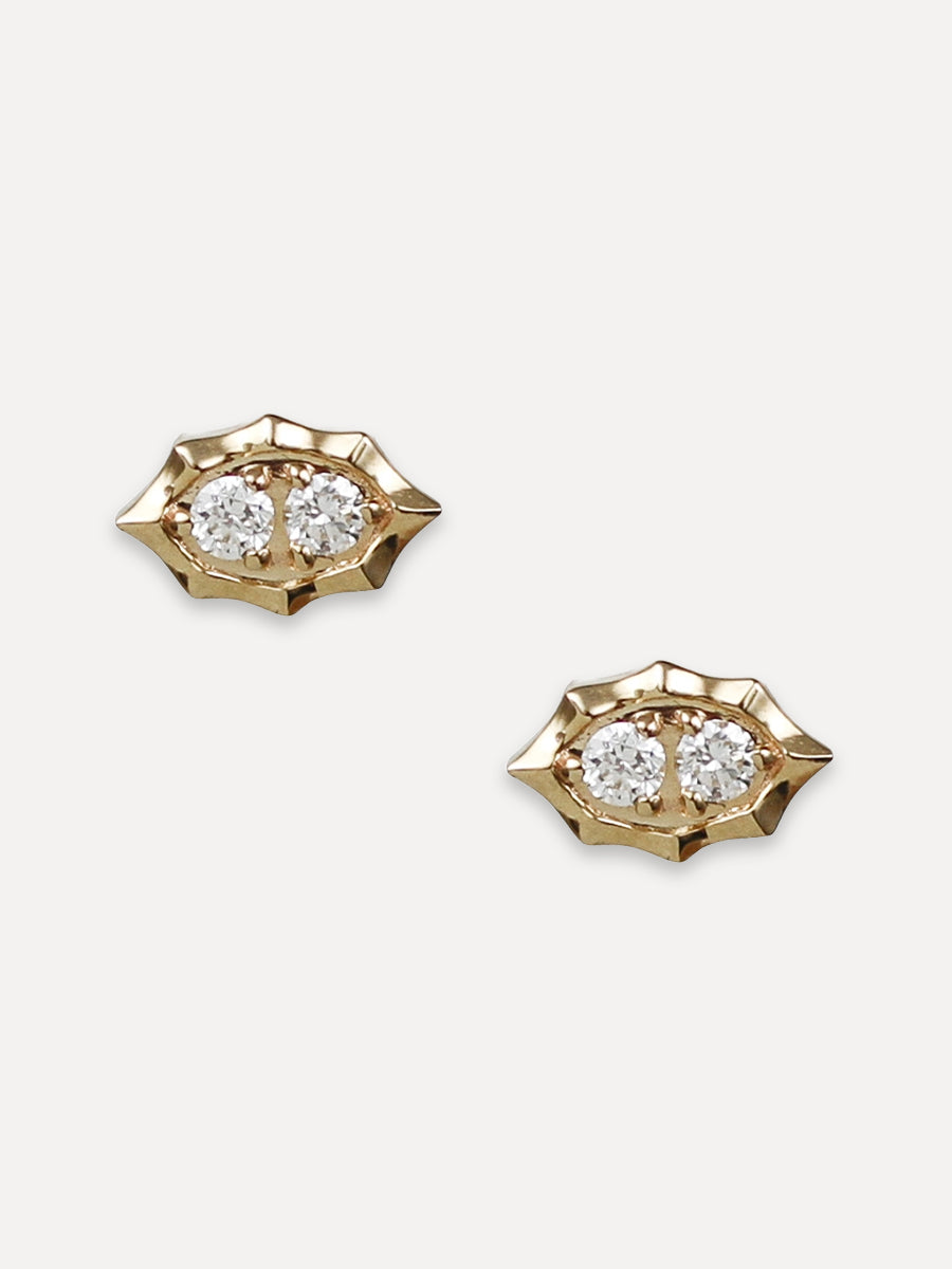 14K Diamond Duo Pointed Marquise Studs