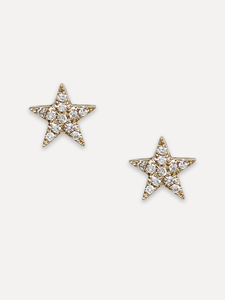 14K Pavé Diamond Star Studs