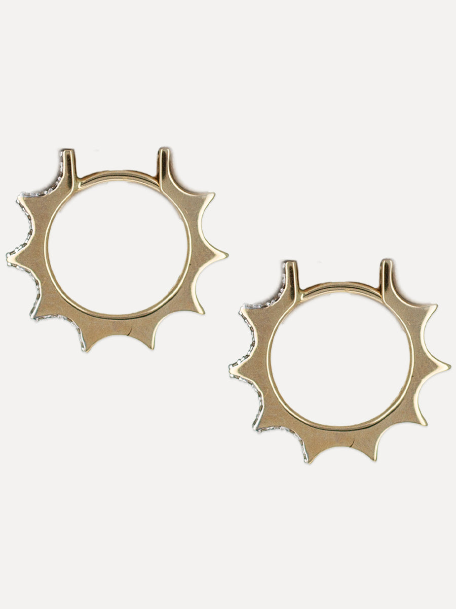 14K Solaz Diamond Sun Hoops