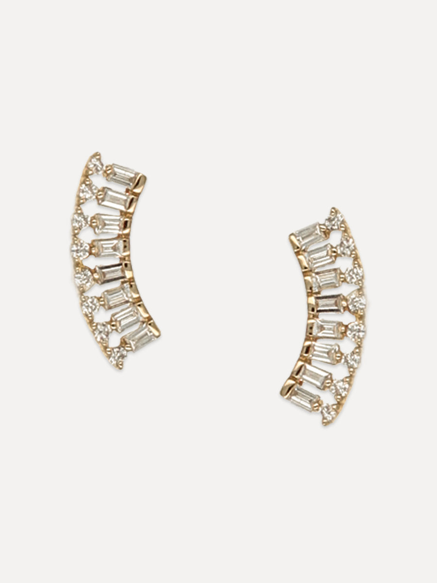 14K Diamond Baguette Crawler Studs