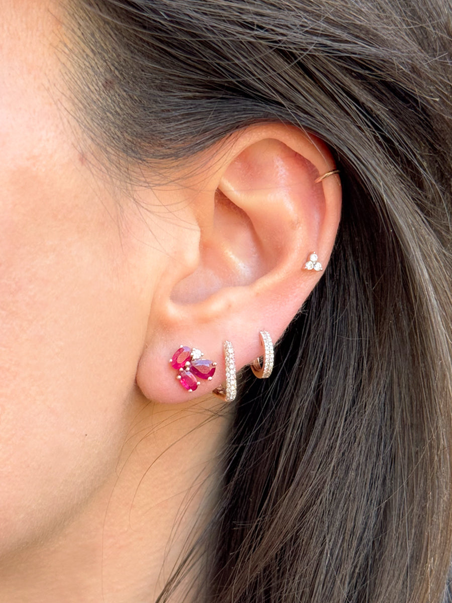 14K Ruby & Diamond Petal Studs