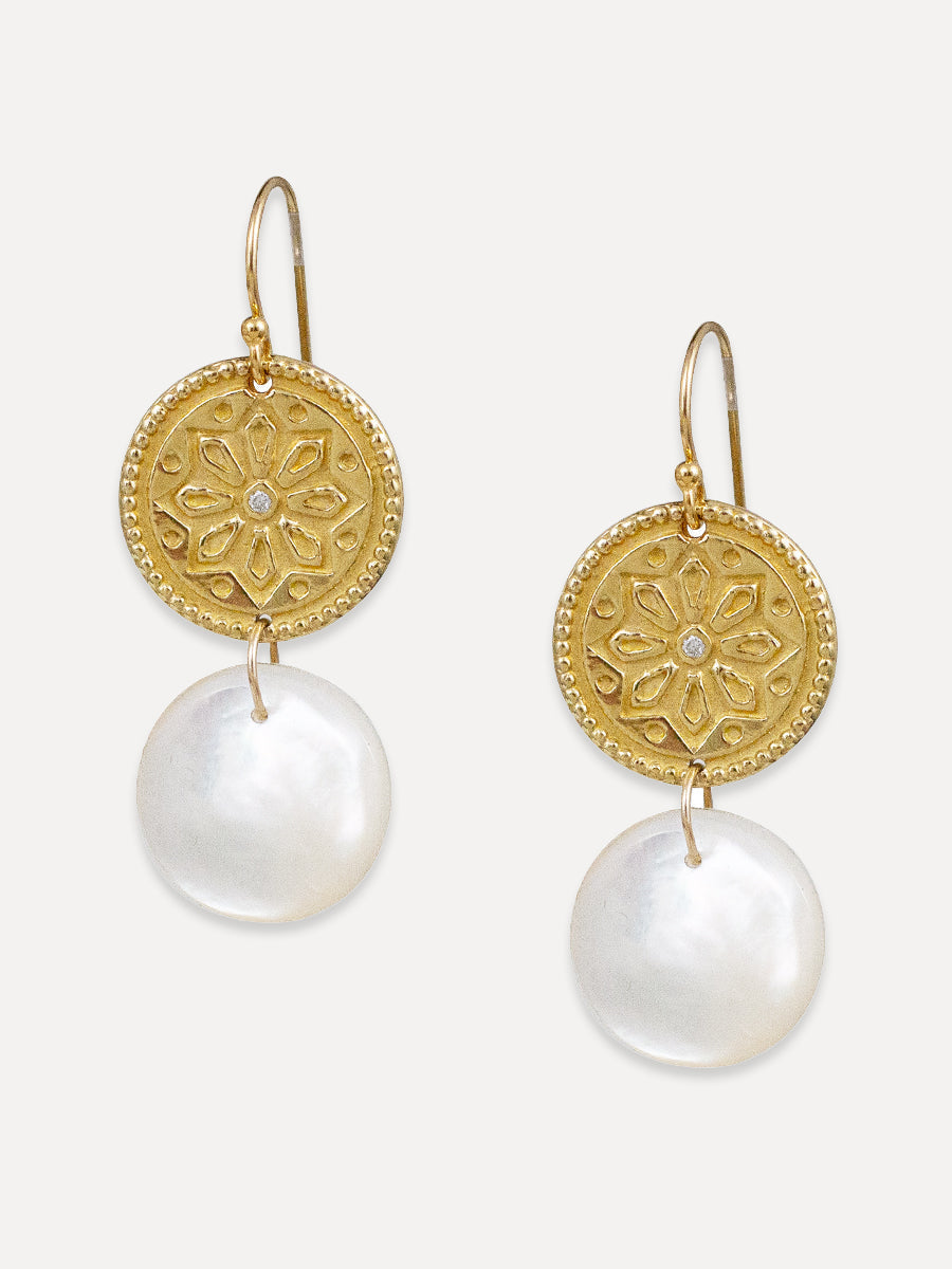 Sun Lotus Coin Earrings