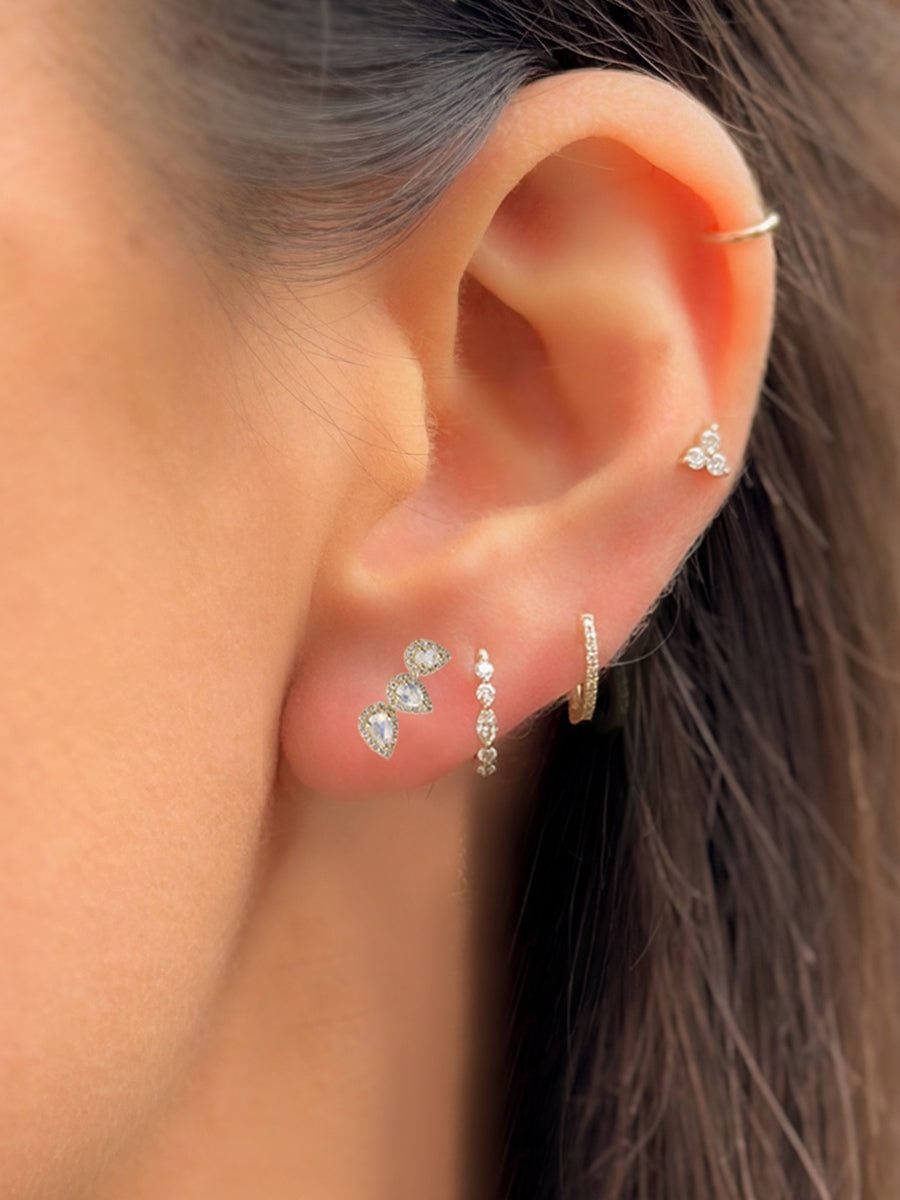 14K Moonstone & Diamond Halo Climber Studs