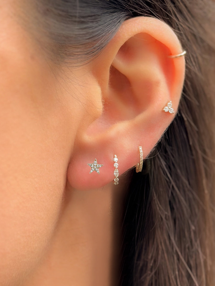 14K Pavé Diamond Star Studs