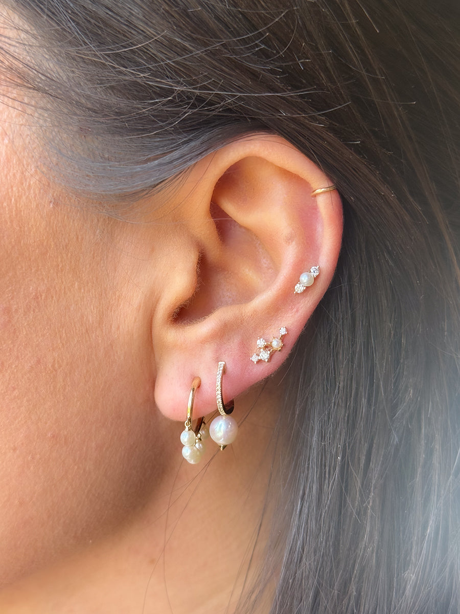 14K White Pearl & Diamond Mini Climbers