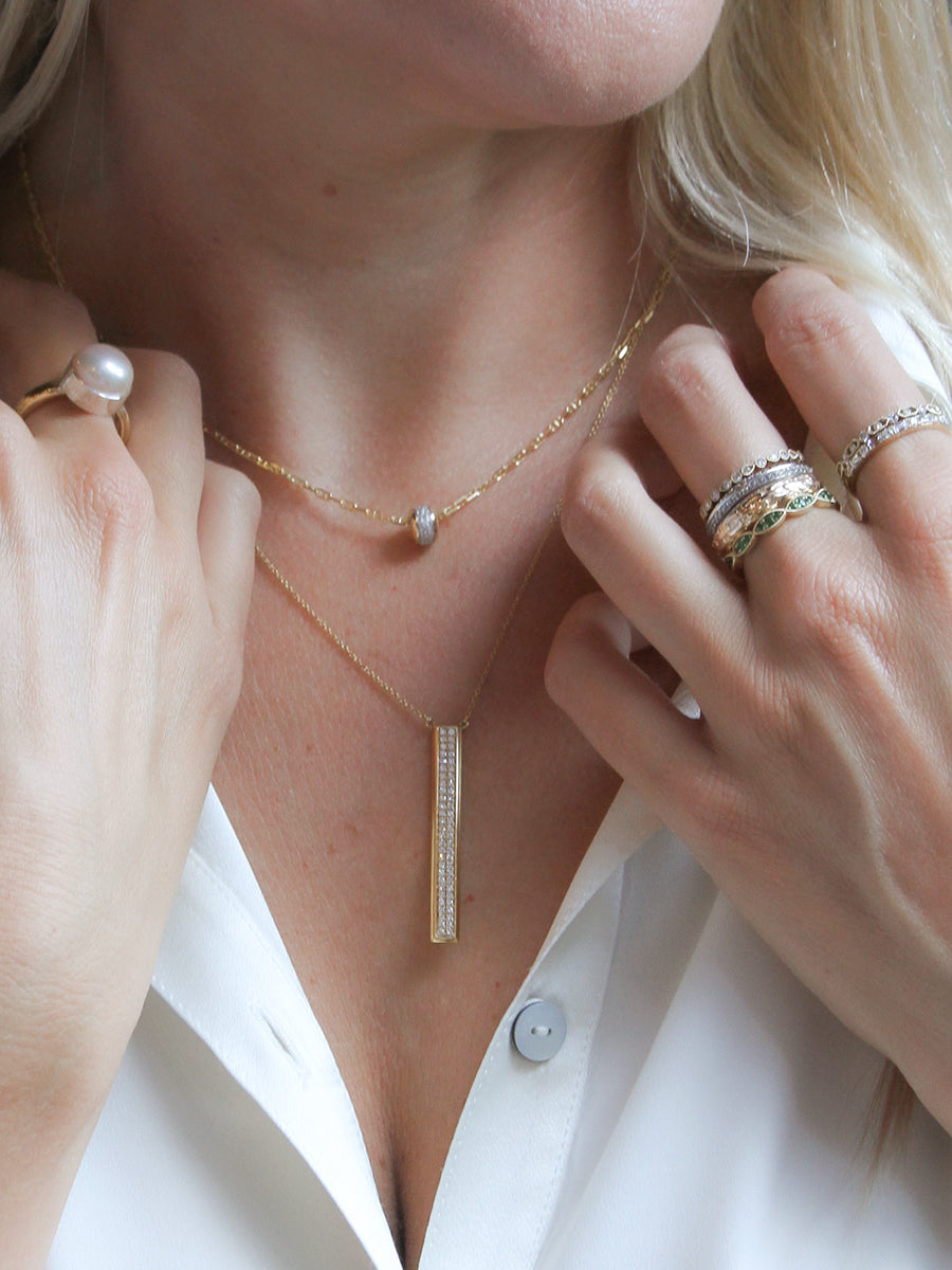 18K Column Pavé Diamond Necklace