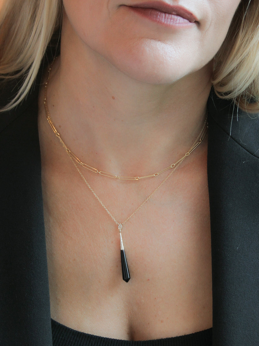 18K Elongated Link Paperclip Chain