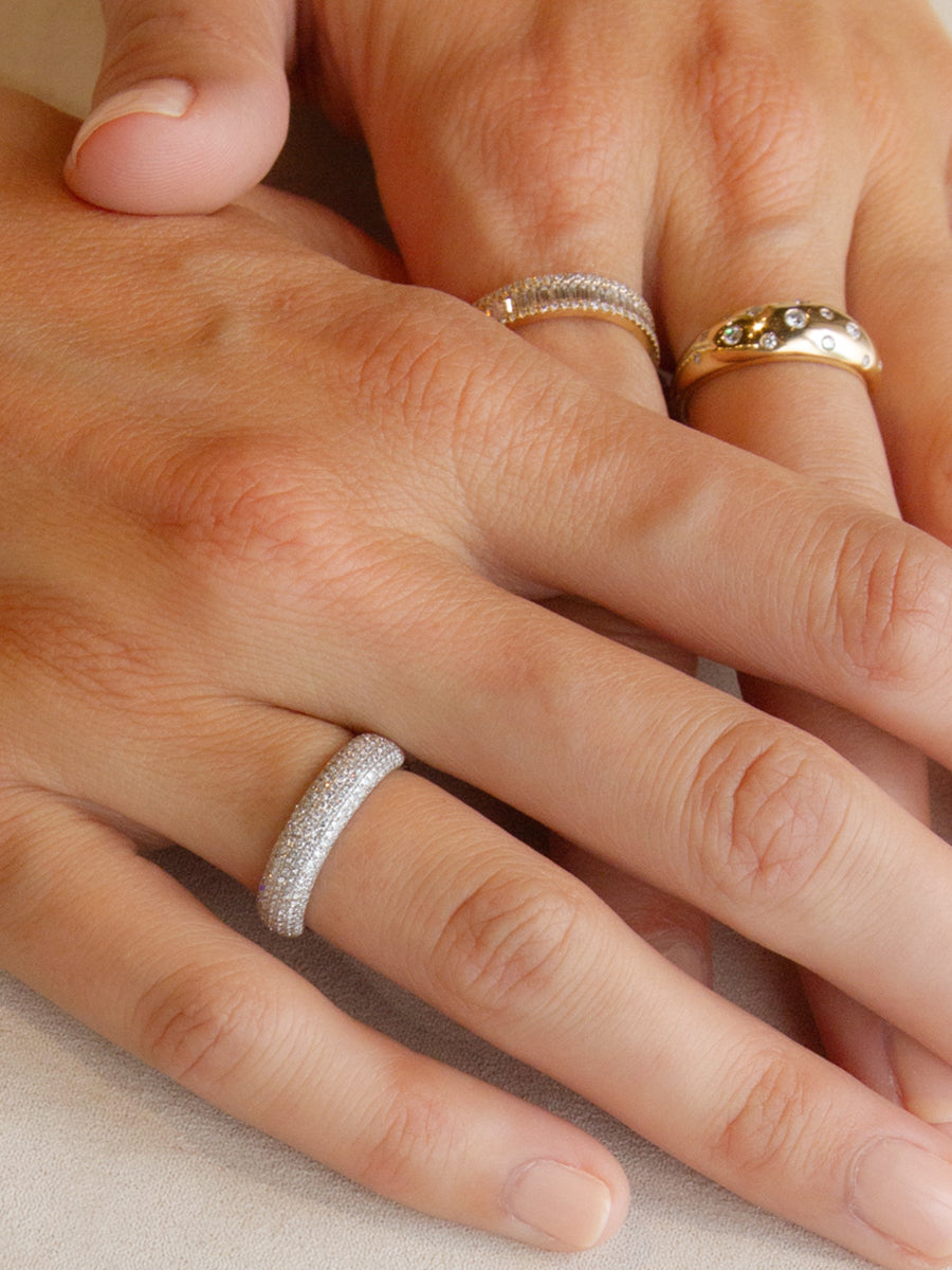 14K Pavé Diamond Wide Partway Band