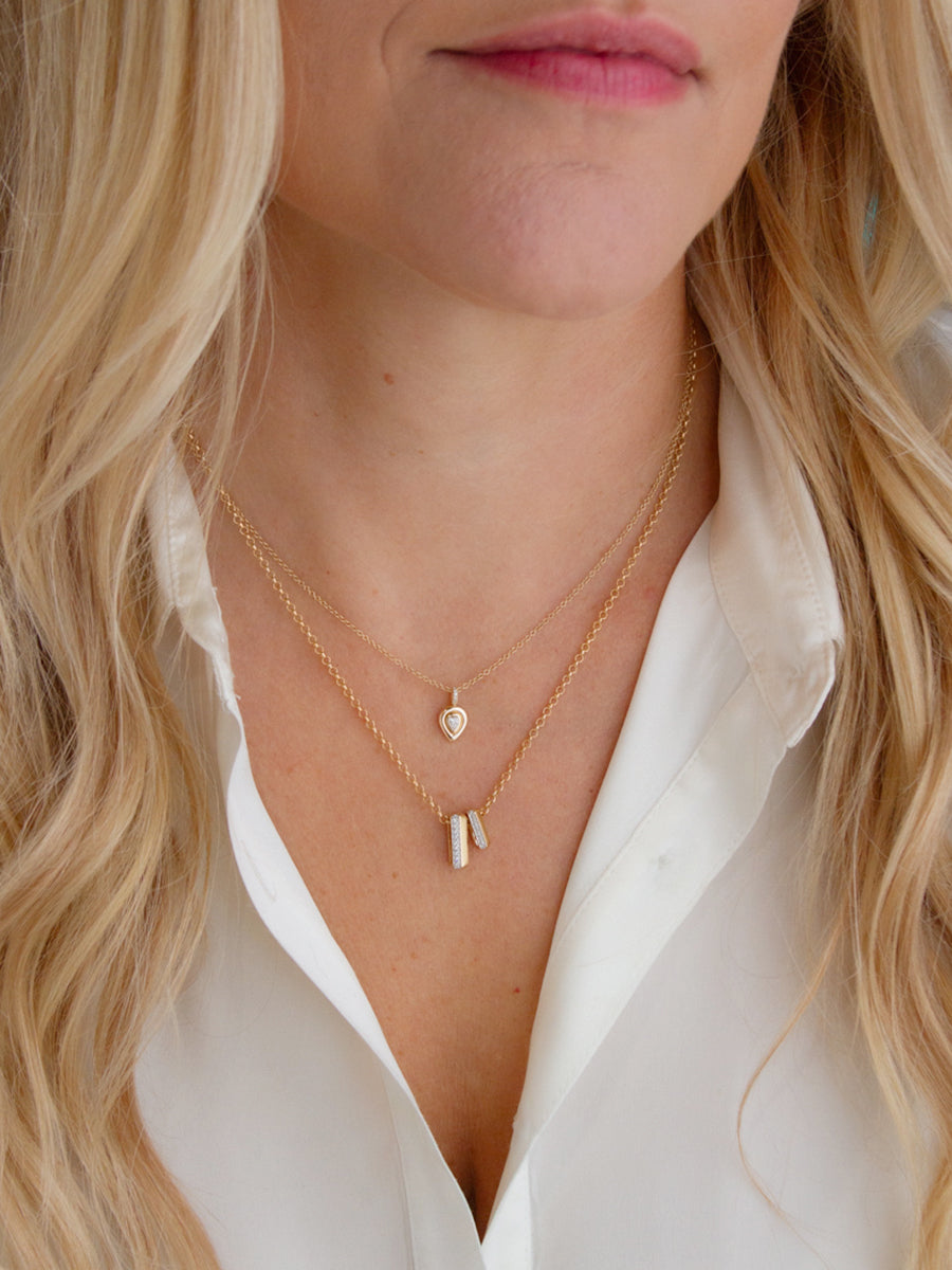 14K Rectangle Spacer Diamond Necklace