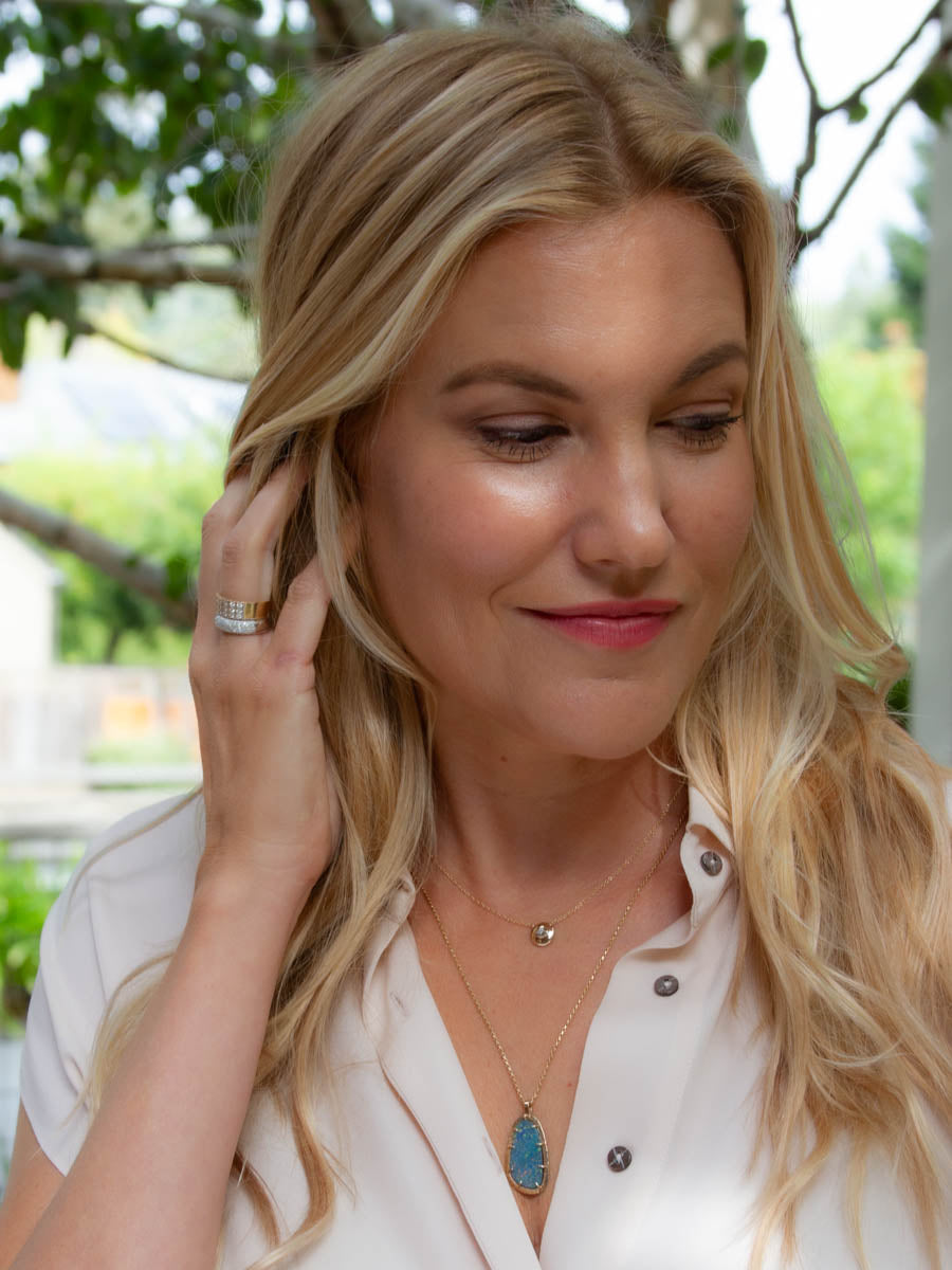 14K Domed Disc Eye Diamond Necklace