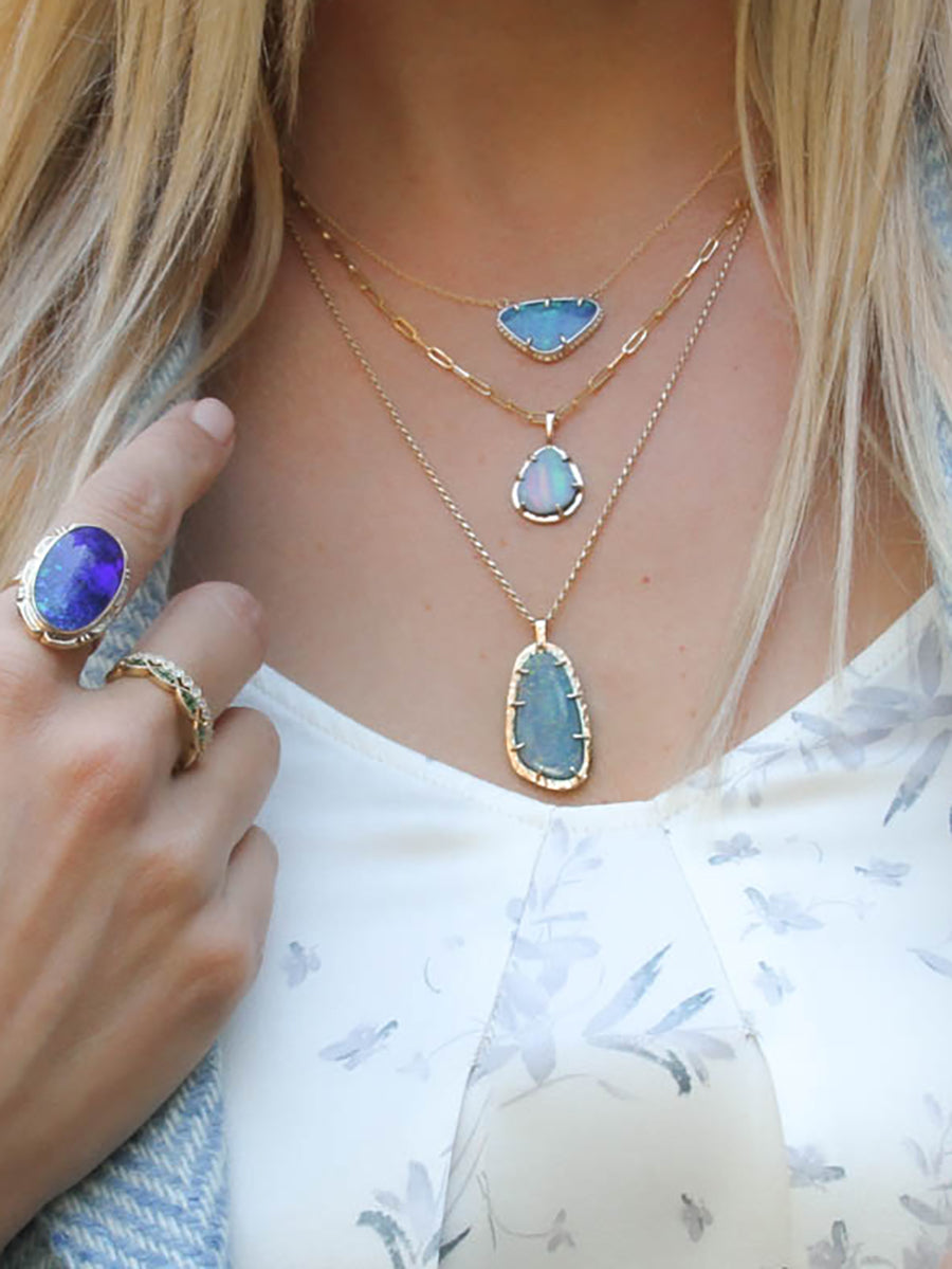 14K Rose Cut Opal Pendant Charm