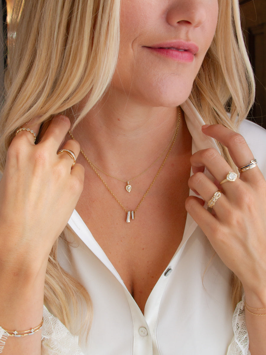 14K Teardrop Diamond Necklace
