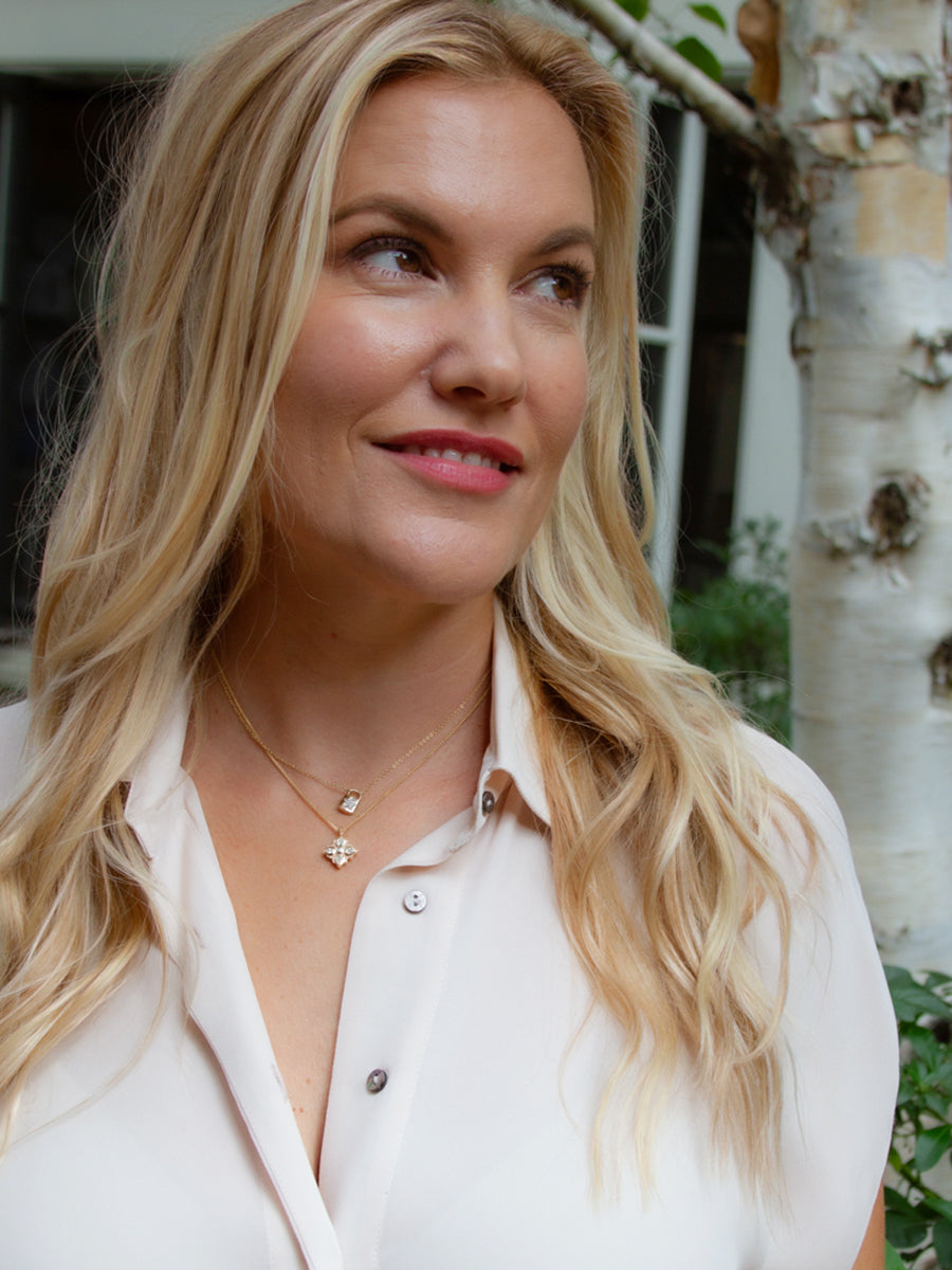 14K Petite Padlock Diamond Necklace