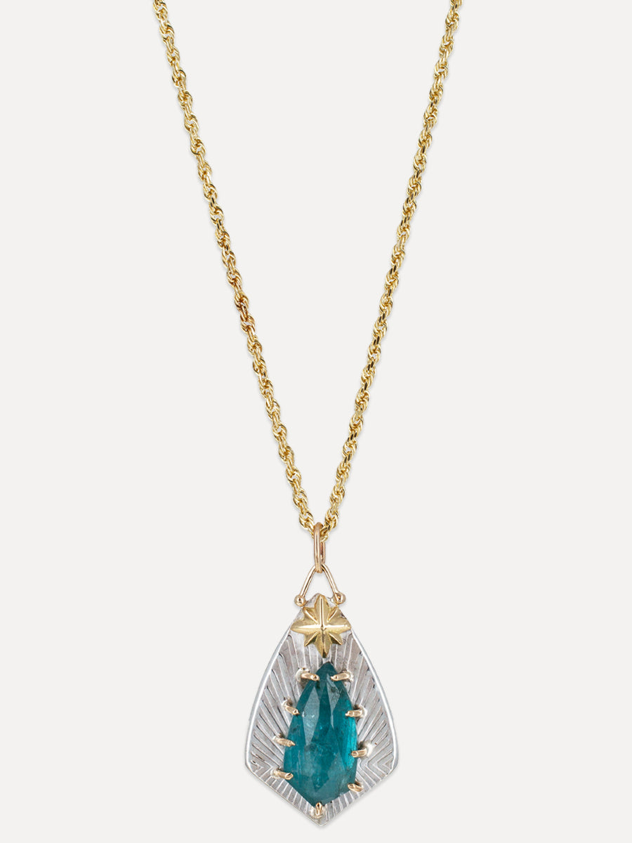 14K Gold & Silver Blue Flame Pendant
