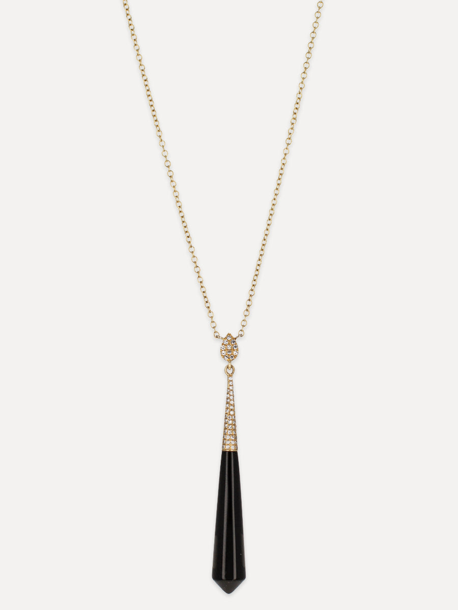 14K Cascade Drop Black Onyx & Diamond Necklace
