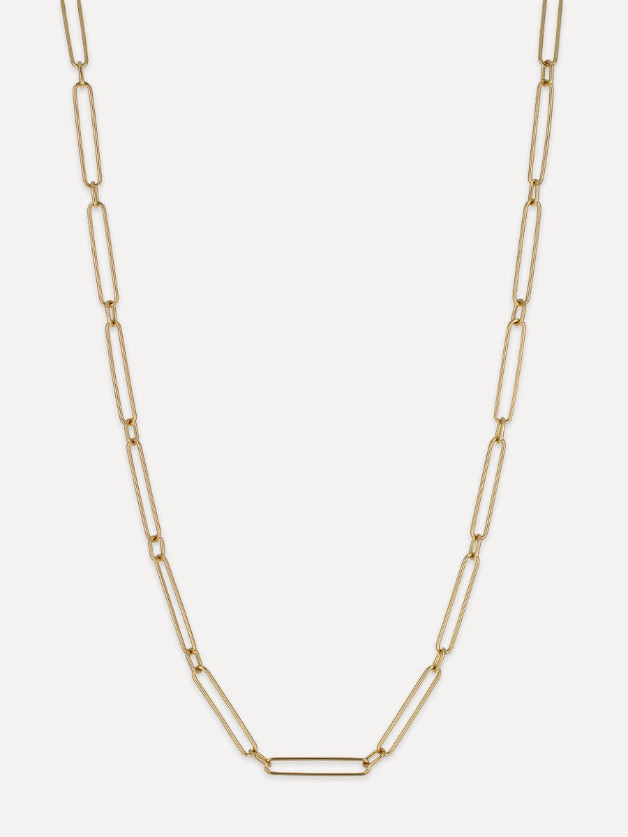 18K Elongated Link Paperclip Chain