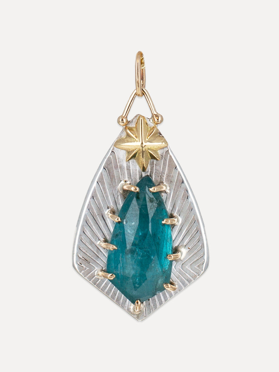 14K Gold & Silver Blue Flame Pendant