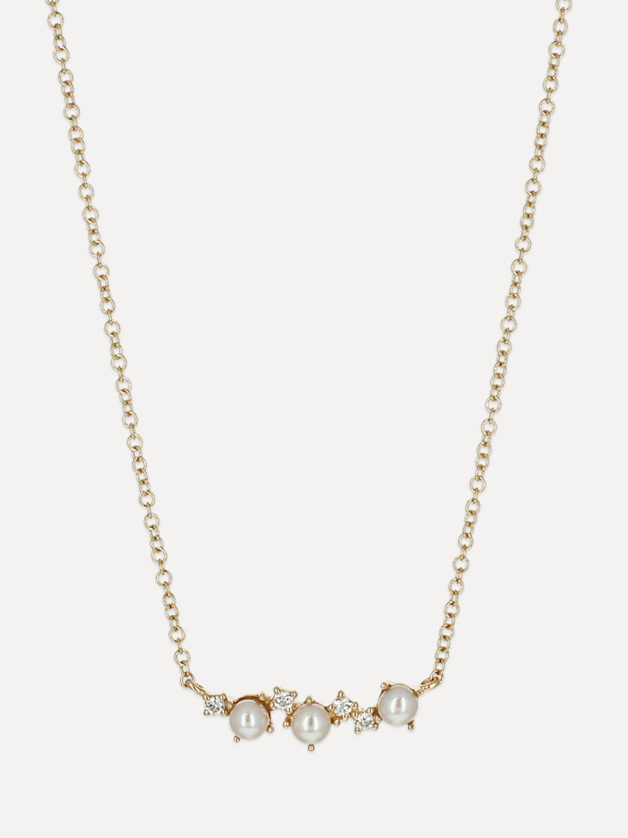 14K Diamond & Pearl Necklace