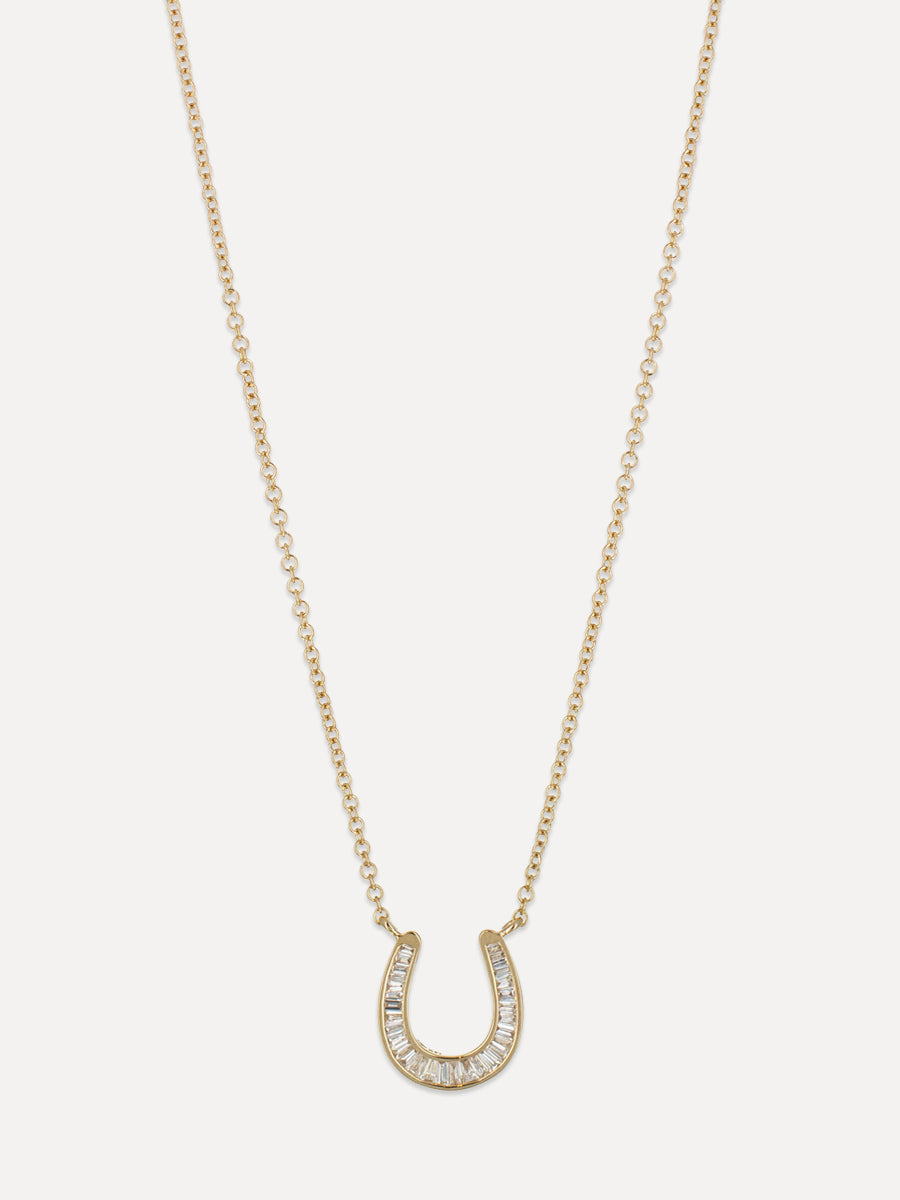 14K Baguette Diamond Horseshoe Necklace