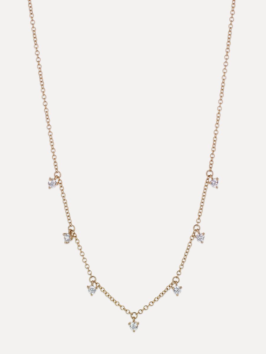 14K Mini Round Diamond Charm Necklace