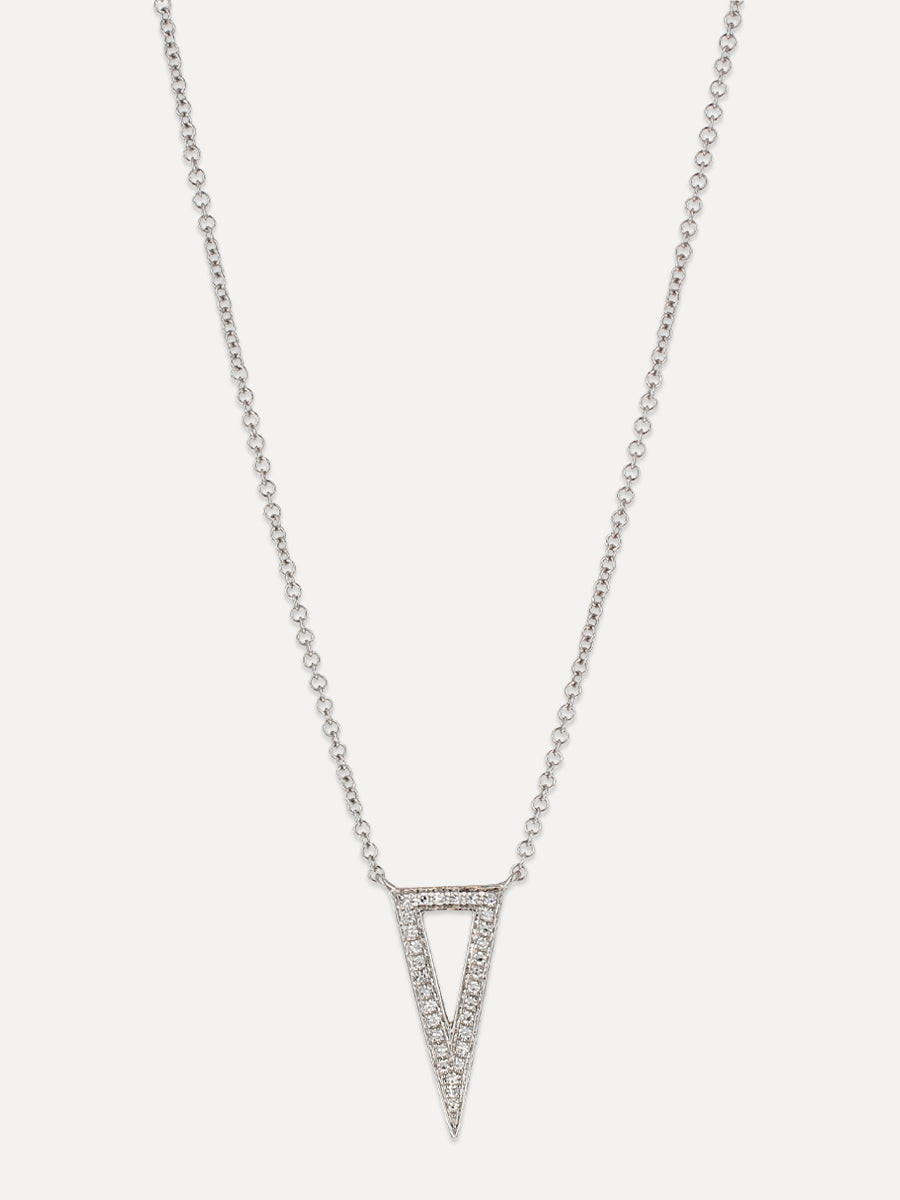 14K Open Triangle Pavé Diamond Necklace