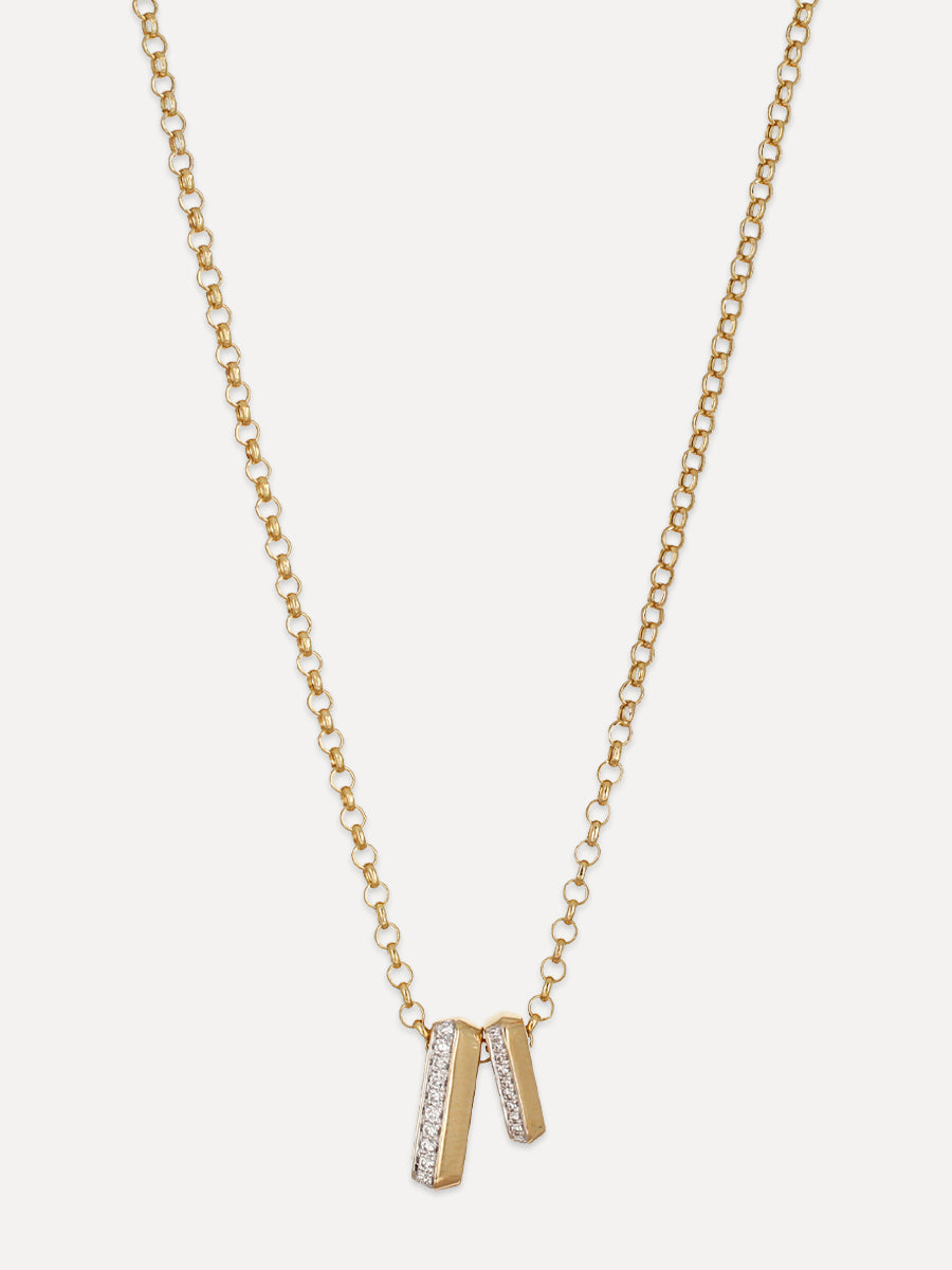 14K Rectangle Spacer Diamond Necklace