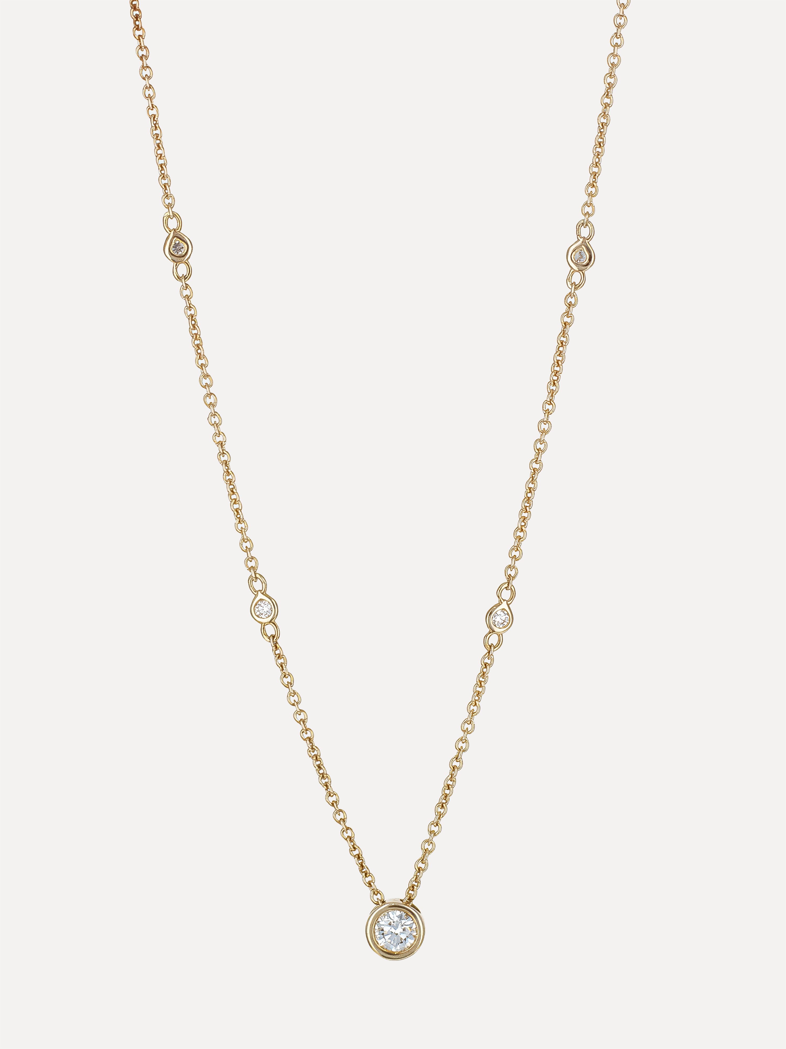 14K Diamond Round Bezel Necklace