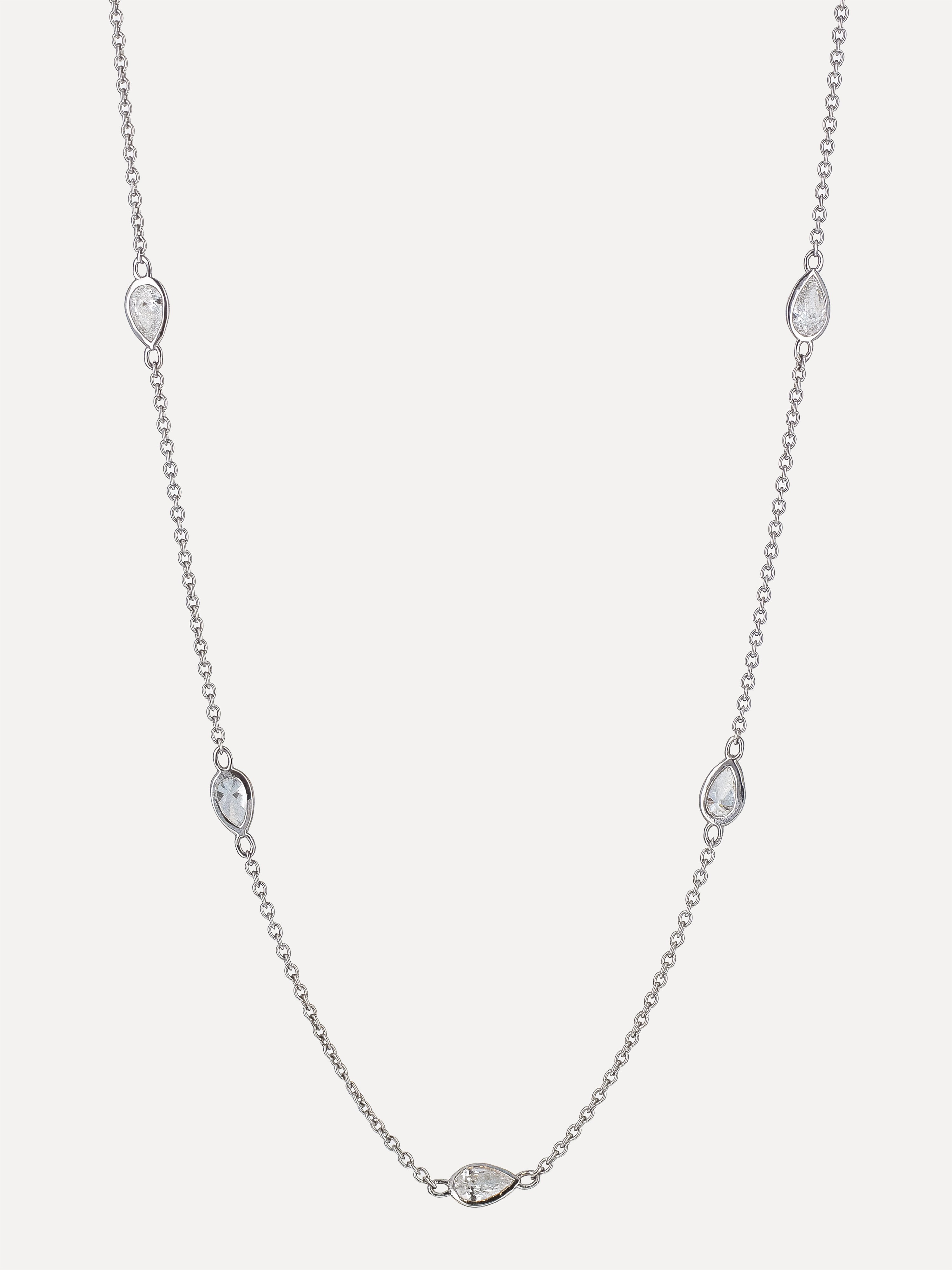14K Diamond Pear Station Necklace