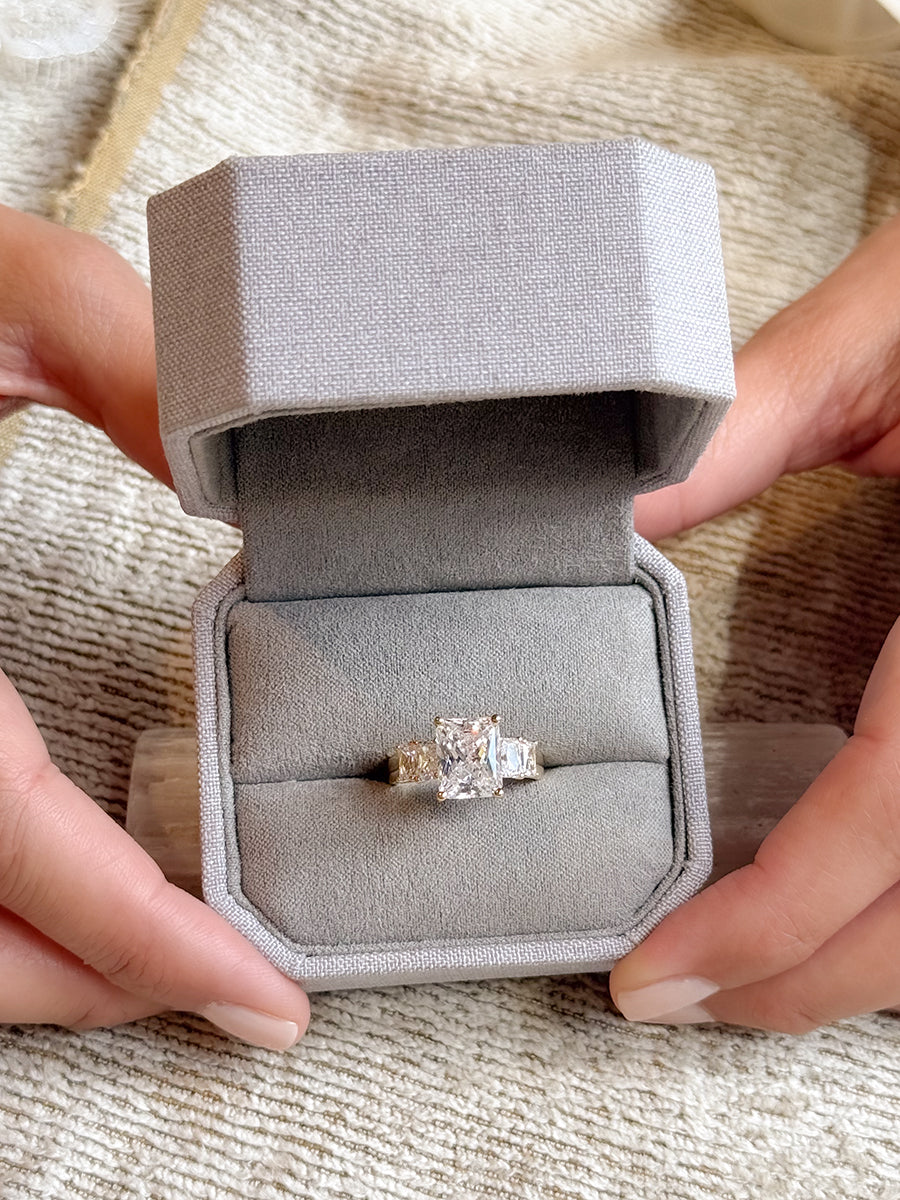 18K Radiant-Cut Diamond Five Stone Engagement Ring