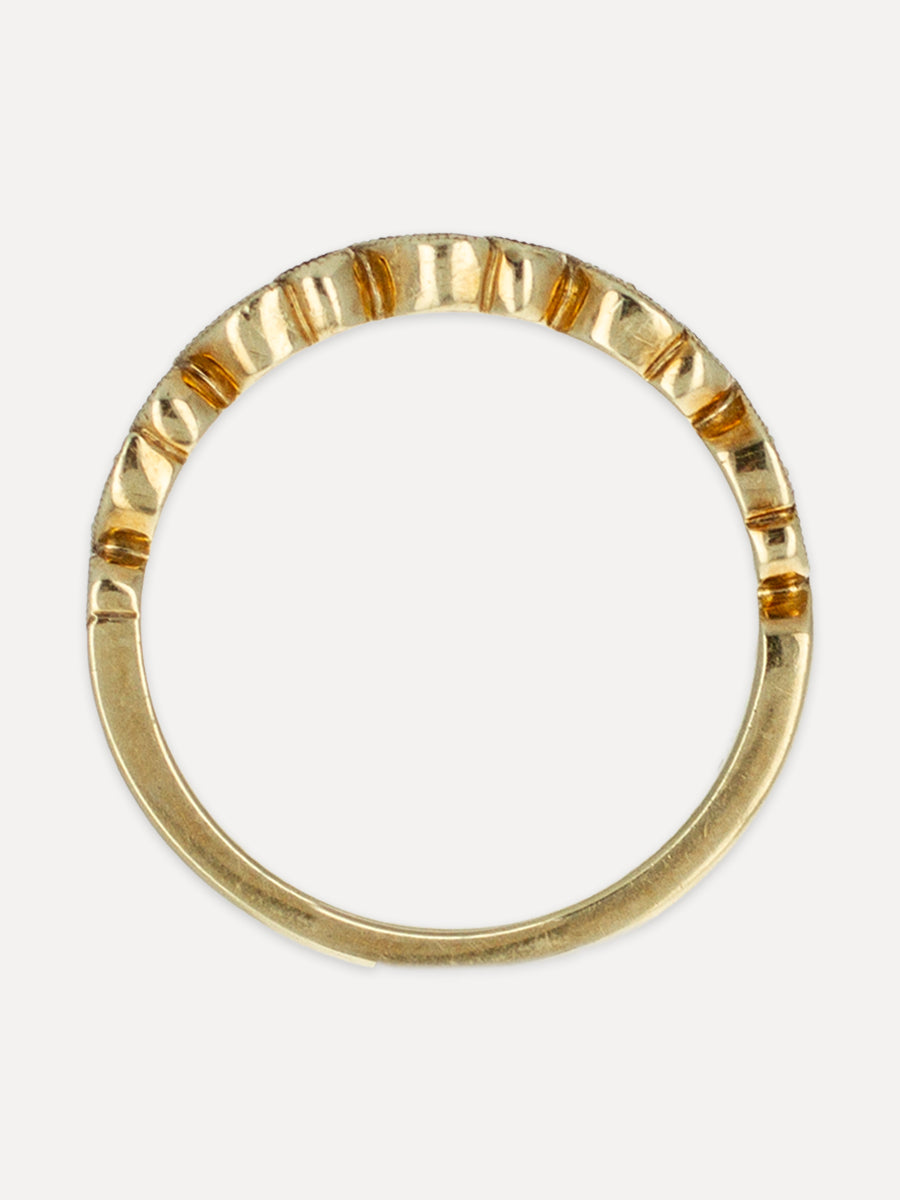 14K Vintage Inspired Marquise & Round Diamond Stackable Band