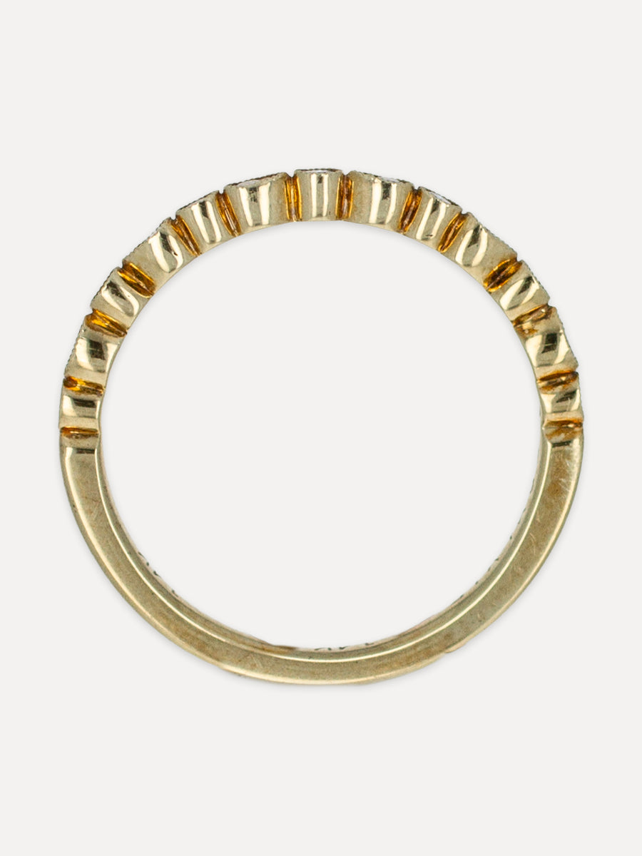 14k Delicate Teardrop Bezel Diamond Stackable Band