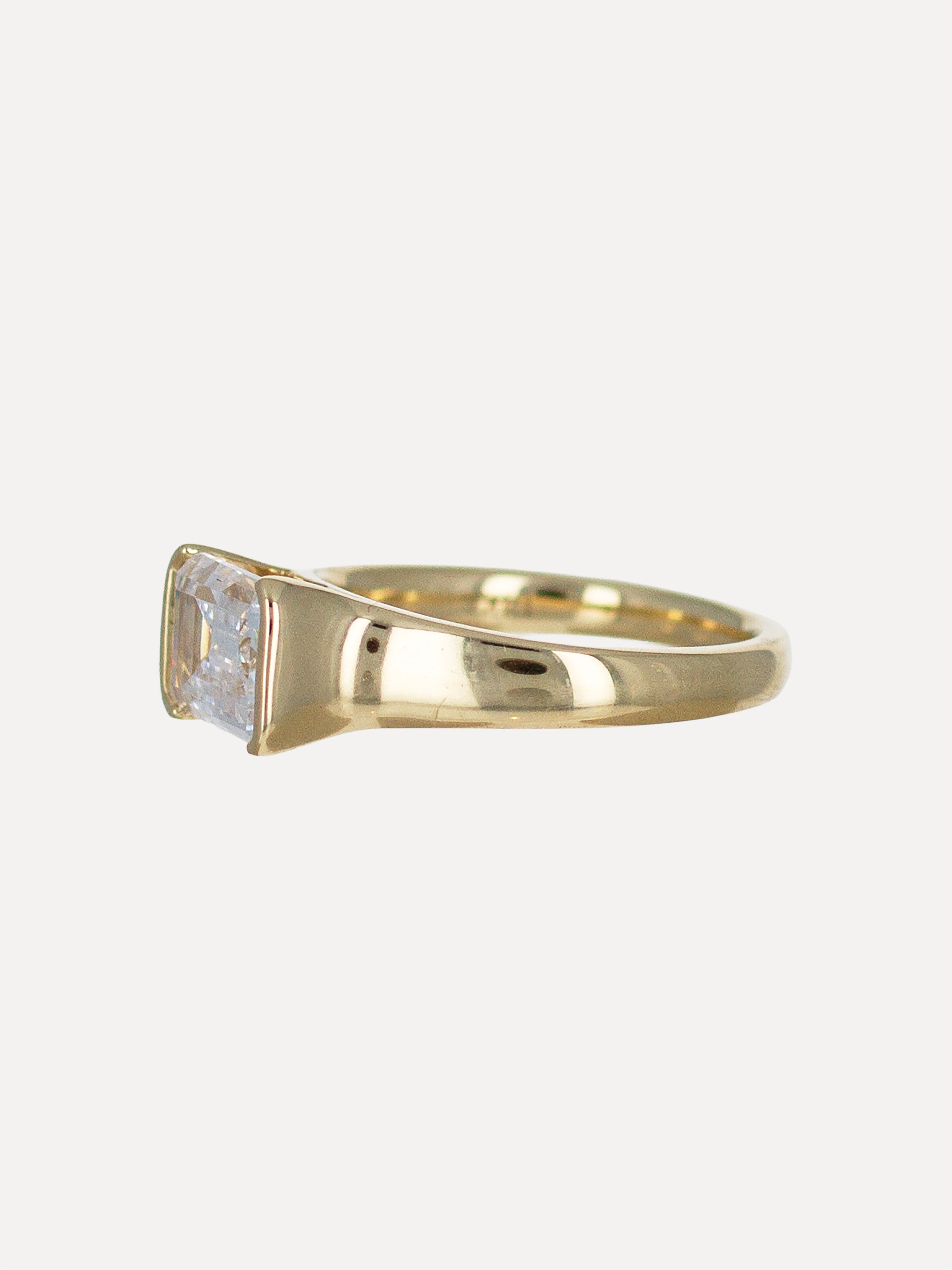 14K East-West Half Bezel Diamond Engagement Ring
