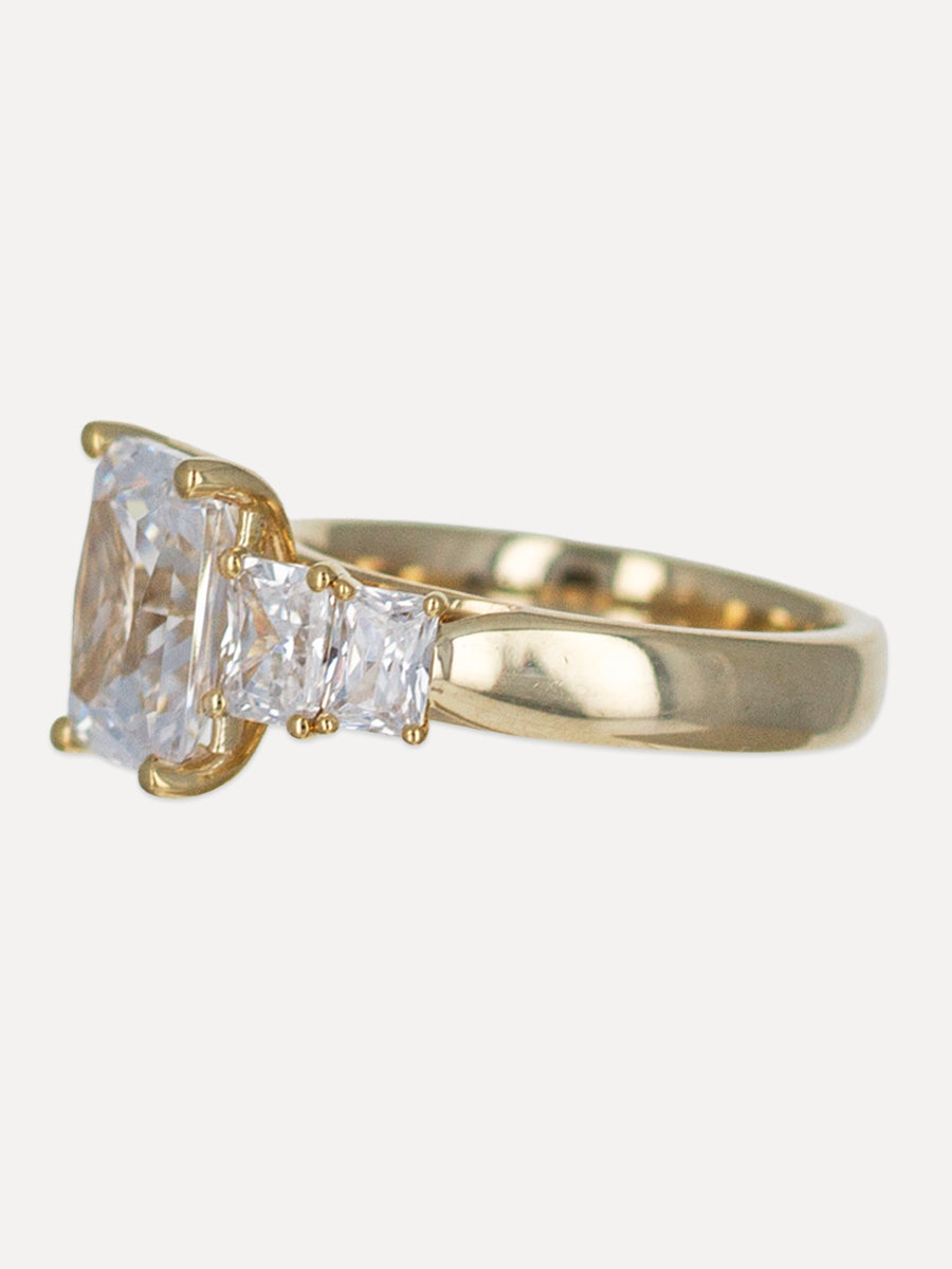18K Radiant-Cut Diamond Five Stone Engagement Ring