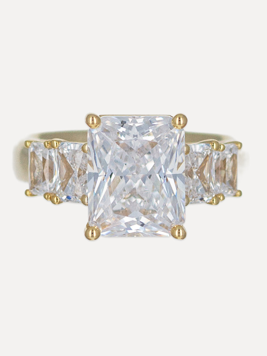 18K Radiant-Cut Diamond Five Stone Engagement Ring