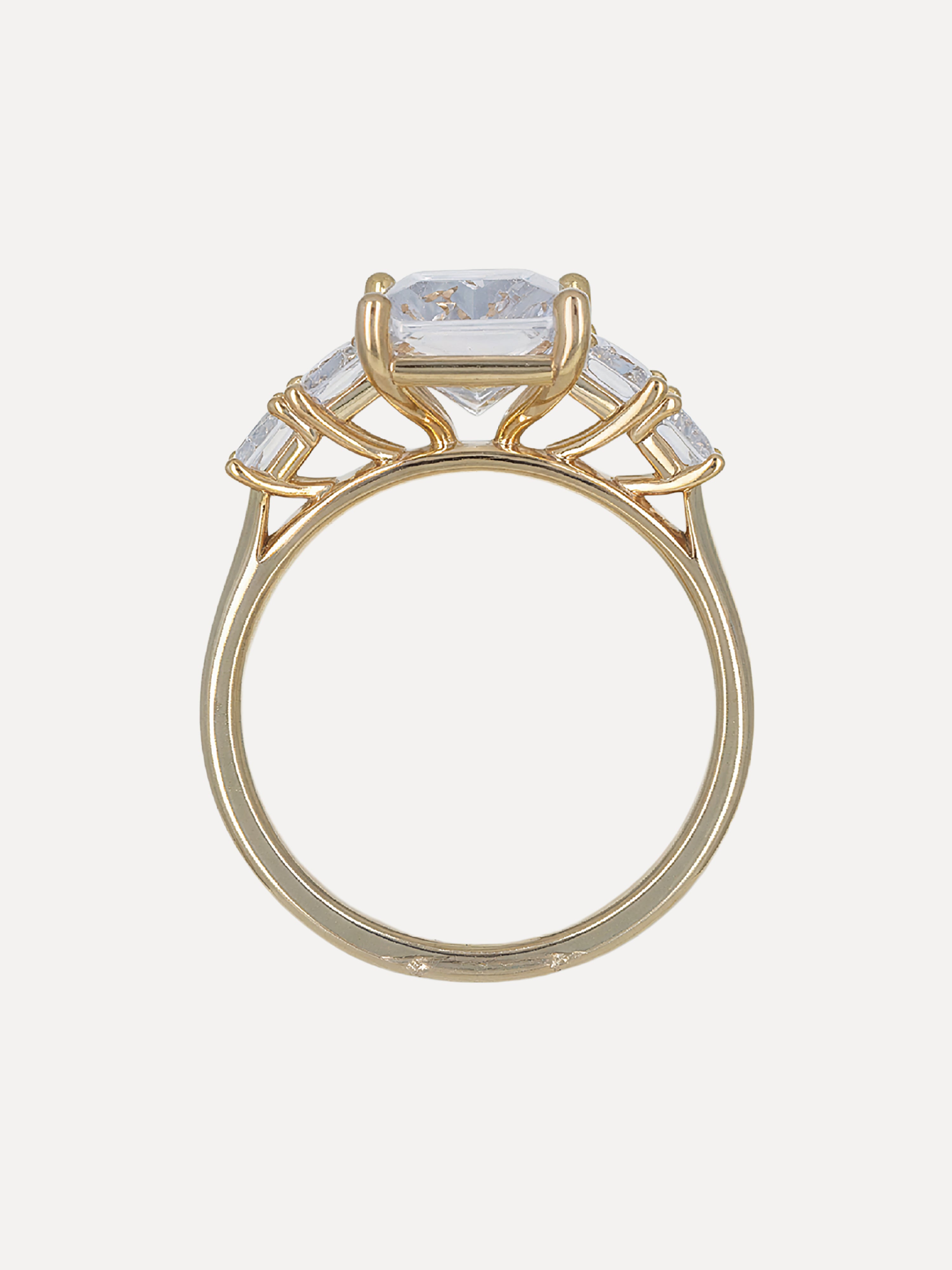 18K Radiant-Cut Diamond Five Stone Engagement Ring