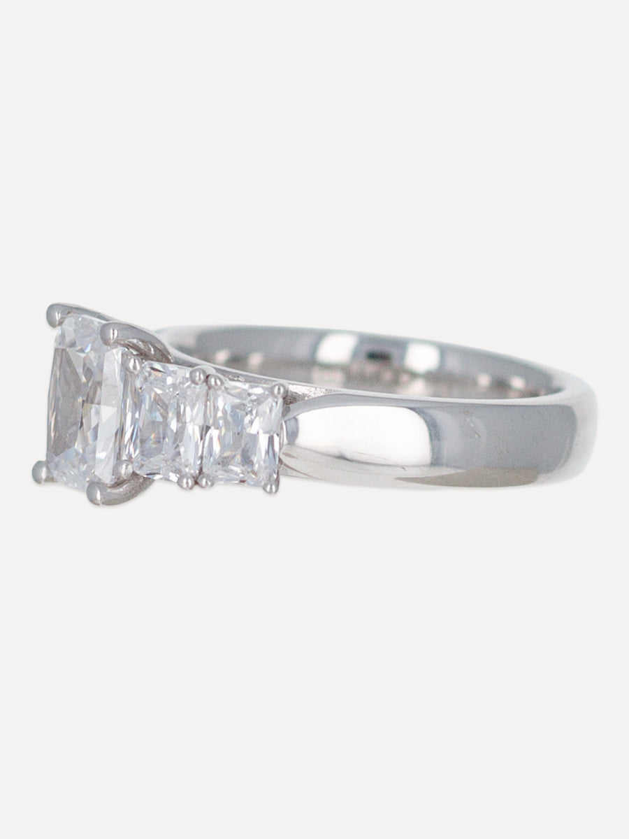 18K Radiant-Cut Diamond Five Stone Engagement Ring