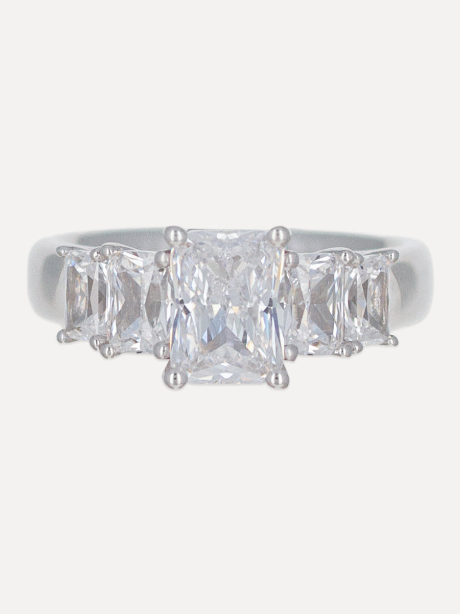 18K Radiant-Cut Diamond Five Stone Engagement Ring